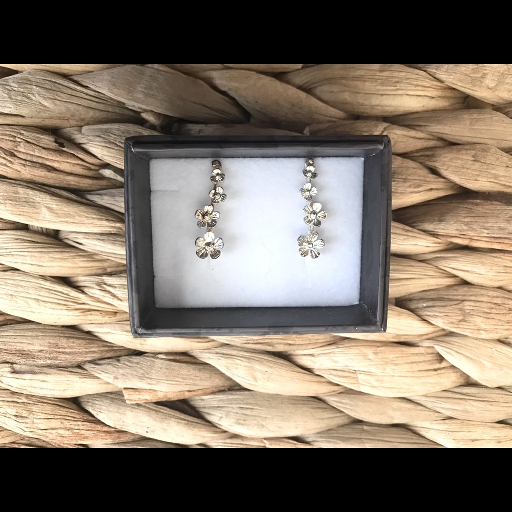 Sterling silver flower ear climber earrings